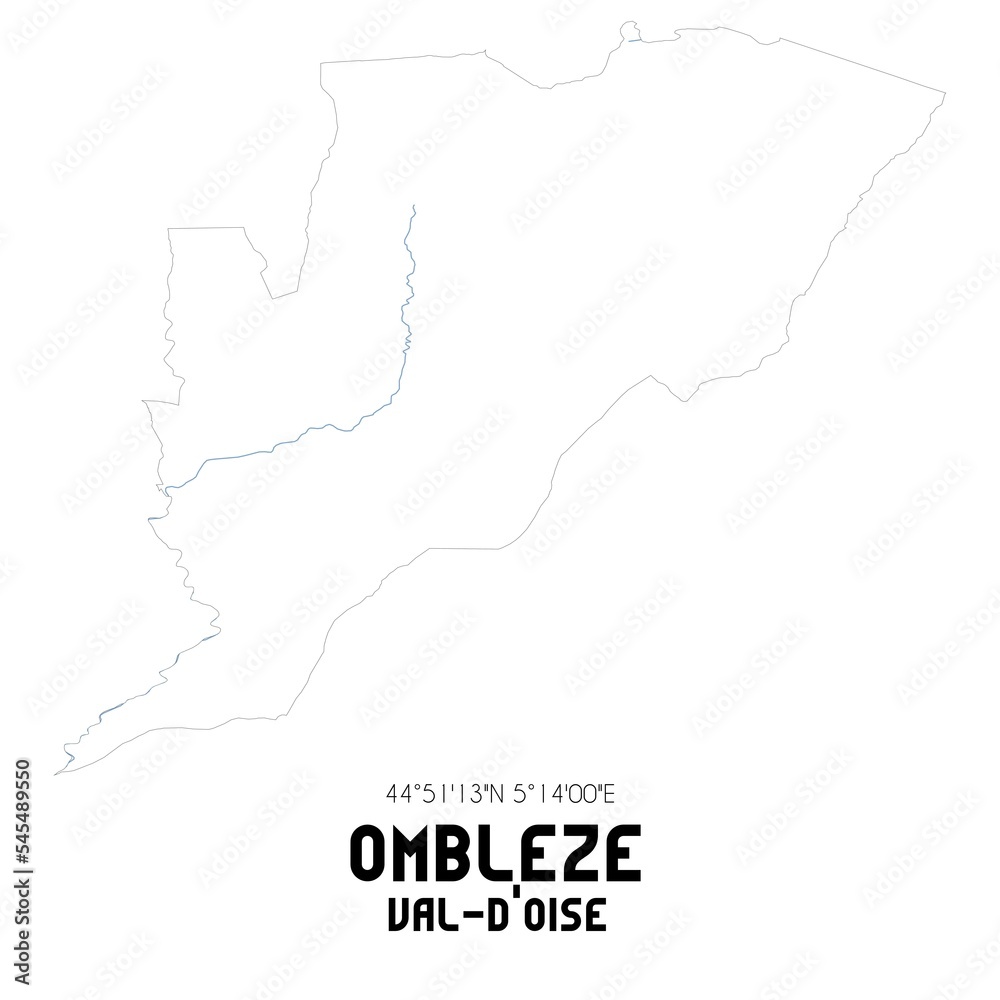 OMBLEZE Val-d'Oise. Minimalistic street map with black and white lines.