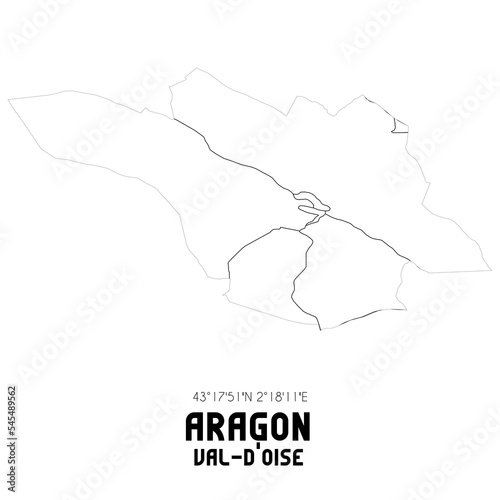 ARAGON Val-d Oise. Minimalistic street map with black and white lines.
