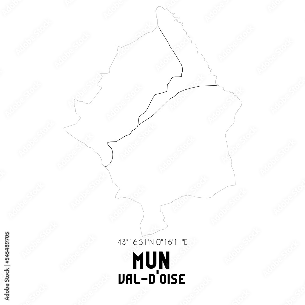 MUN Val-d'Oise. Minimalistic street map with black and white lines. MUN Val-d'Oise. Minimalistic street map with black and white lines.
