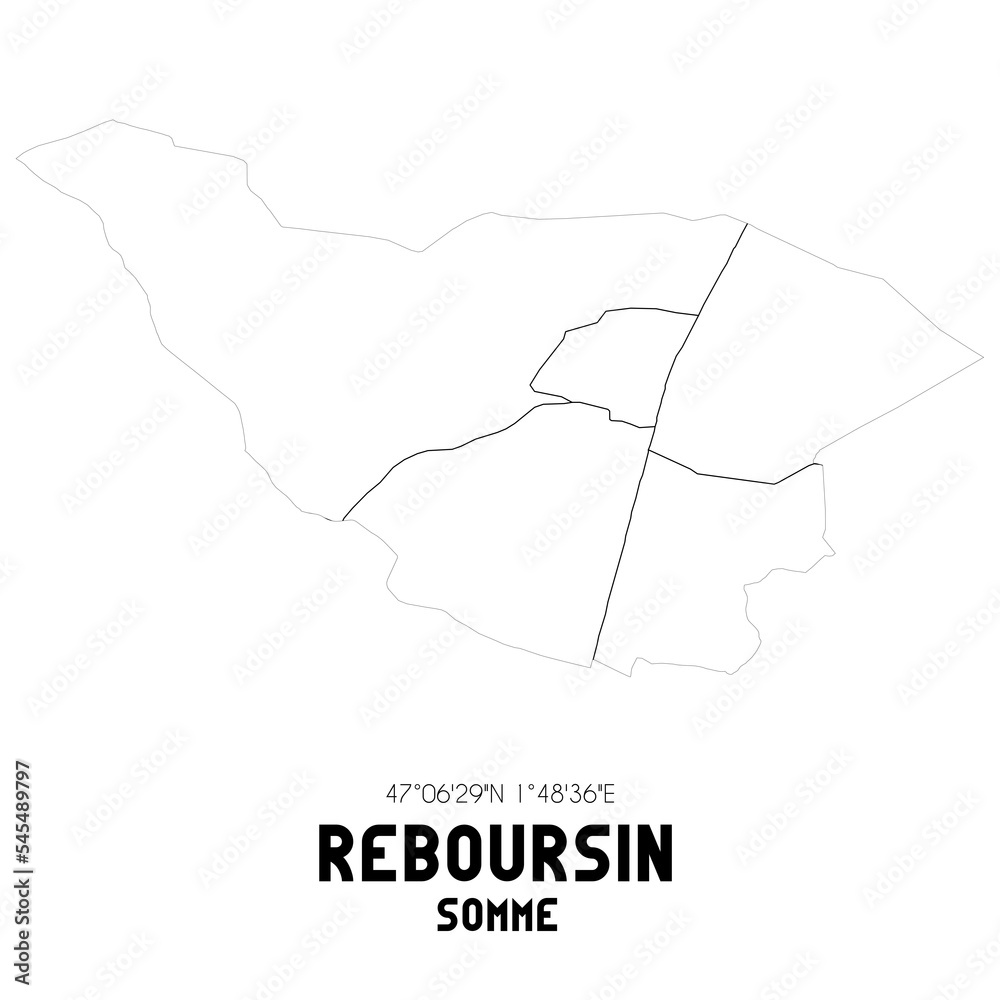REBOURSIN Somme. Minimalistic street map with black and white lines.