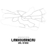 LANHOUARNEAU Val-d'Oise. Minimalistic street map with black and white lines.