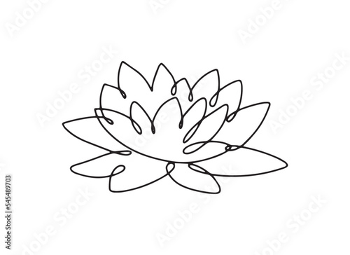 Line art water lily. Minimal lotus. Beautiful floral logo. Simple design 