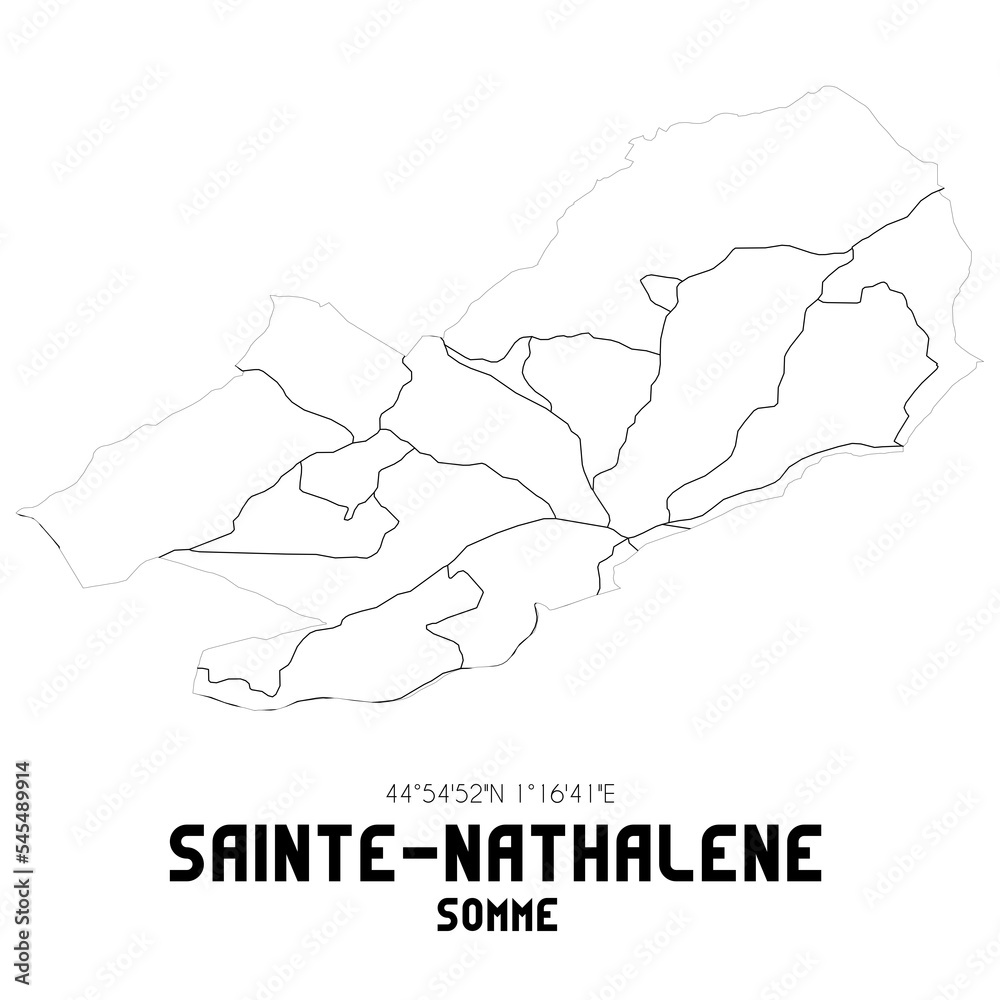 SAINTE-NATHALENE Somme. Minimalistic street map with black and white lines.