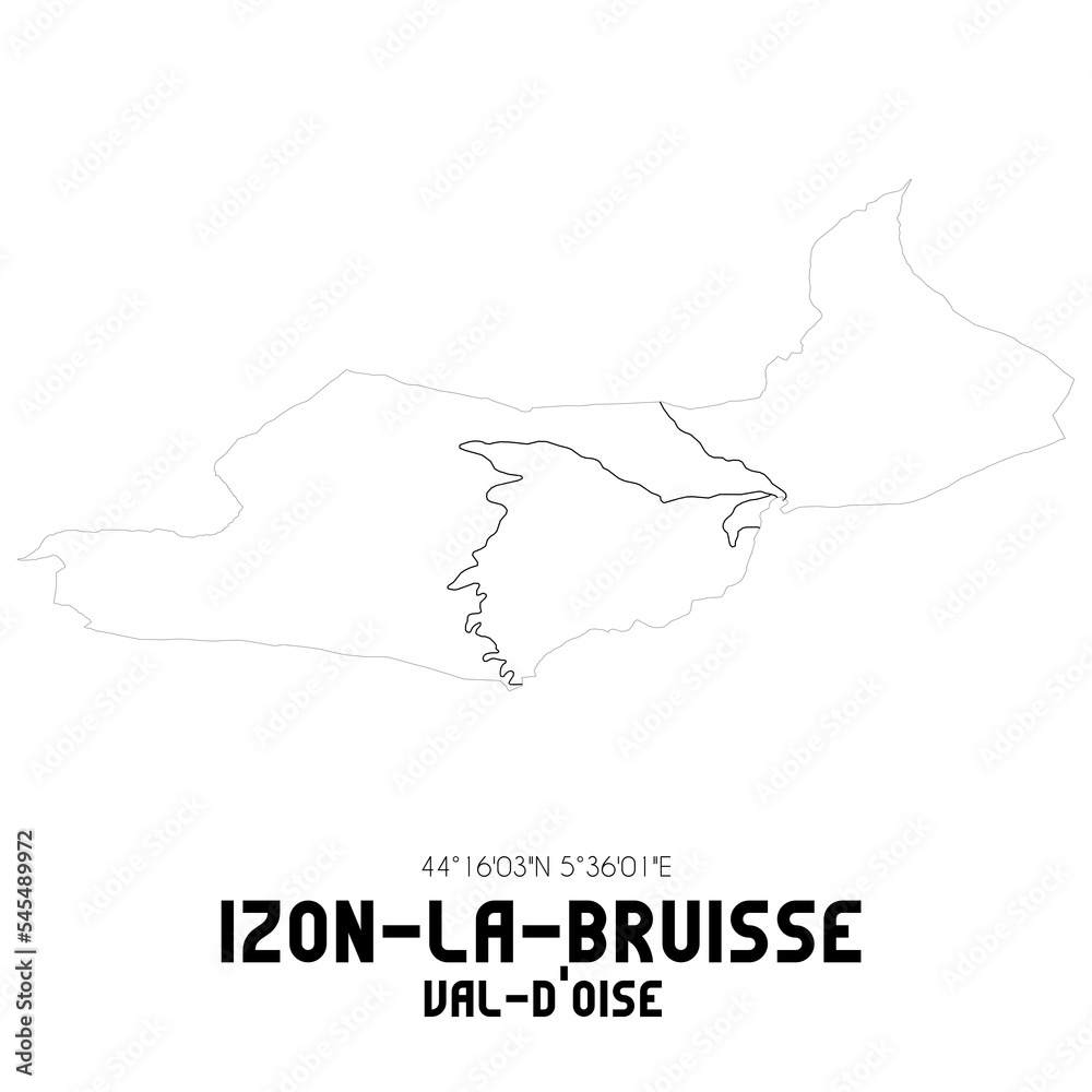 IZON-LA-BRUISSE Val-d'Oise. Minimalistic street map with black and white lines. IZON-LA-BRUISSE Val-d'Oise. Minimalistic street map with black and white lines.