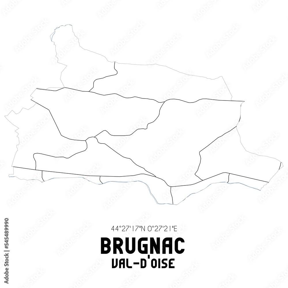 BRUGNAC Val-d'Oise. Minimalistic street map with black and white lines.