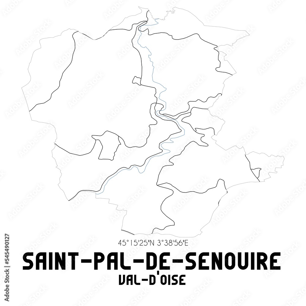 SAINT-PAL-DE-SENOUIRE Val-d'Oise. Minimalistic street map with black and white lines.