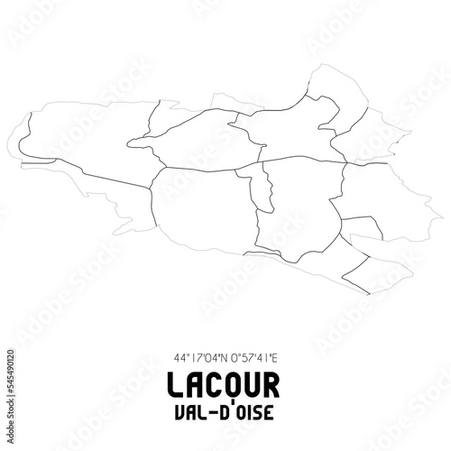 LACOUR Val-d Oise. Minimalistic street map with black and white lines.