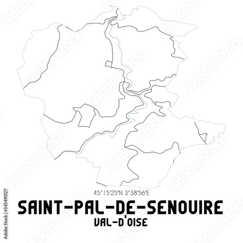 SAINT-PAL-DE-SENOUIRE Val-d Oise. Minimalistic street map with black and white lines.
