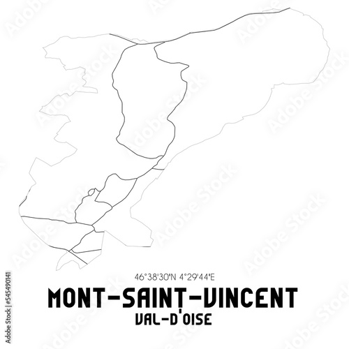 MONT-SAINT-VINCENT Val-d'Oise. Minimalistic street map with black and white lines.