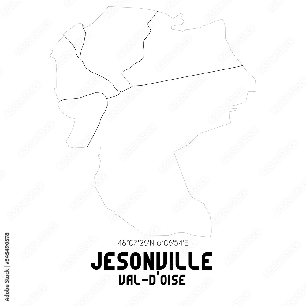 JESONVILLE Val-d'Oise. Minimalistic street map with black and white lines. JESONVILLE Val-d'Oise. Minimalistic street map with black and white lines.
