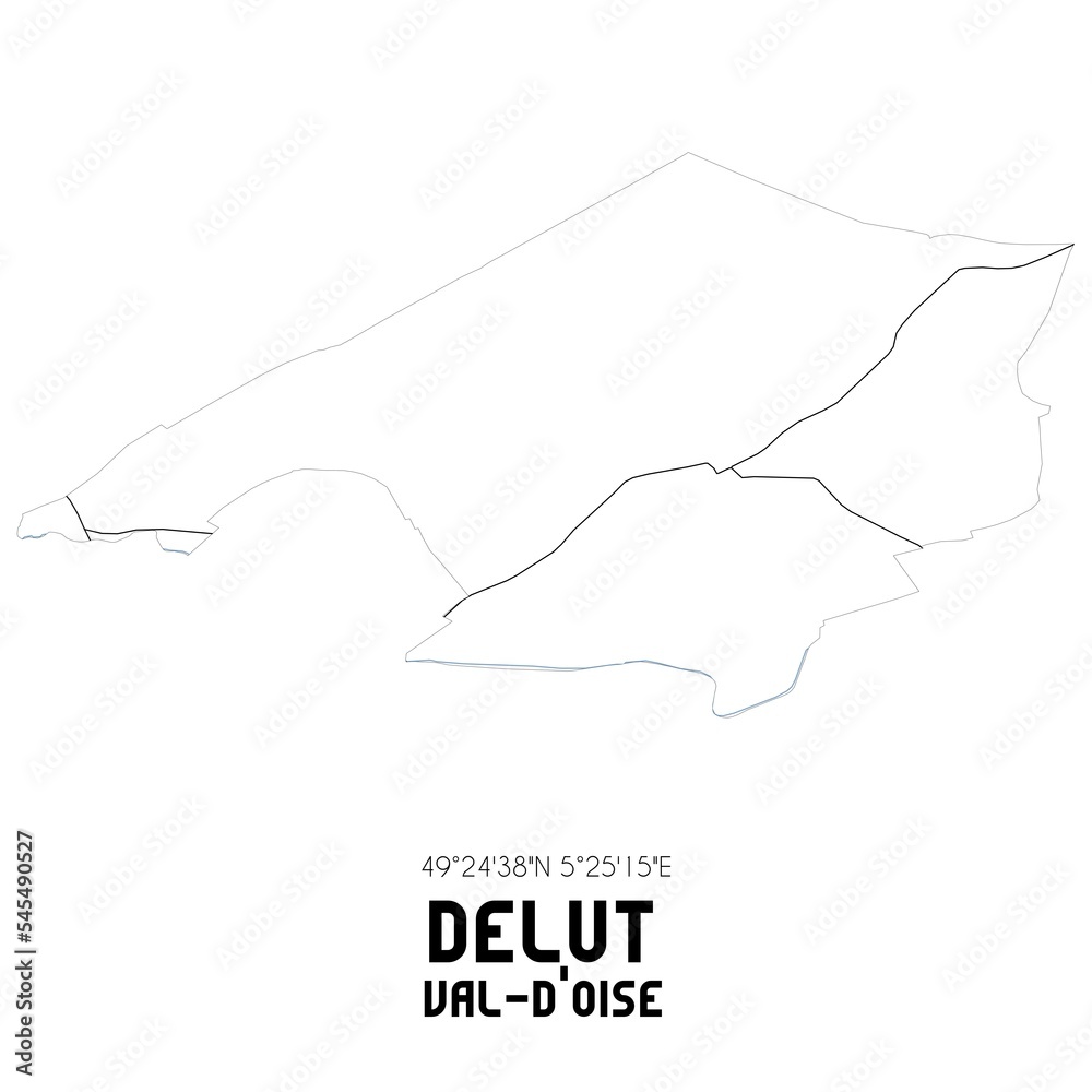 DELUT Val-d'Oise. Minimalistic street map with black and white lines.