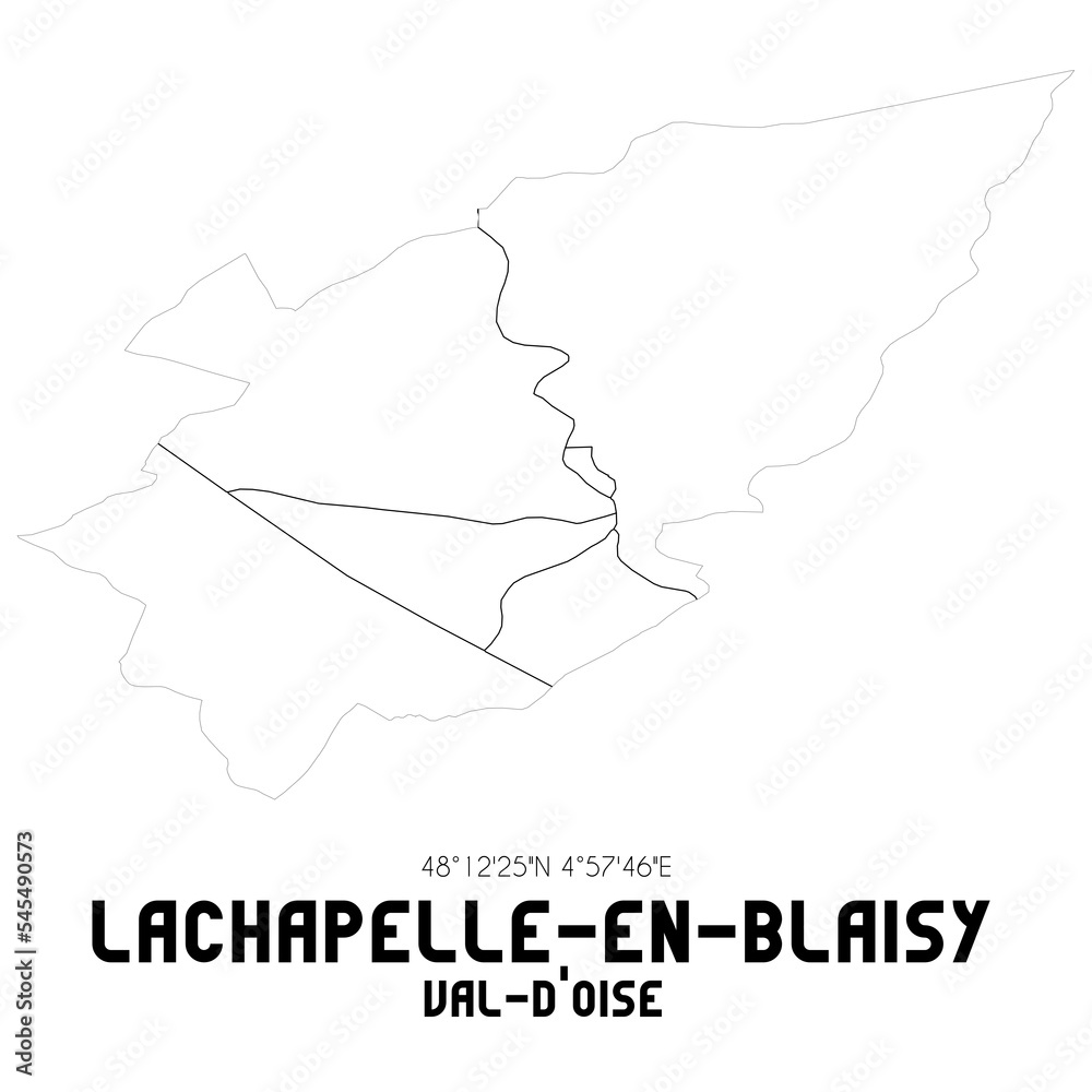 LACHAPELLE-EN-BLAISY Val-d'Oise. Minimalistic street map with black and white lines.