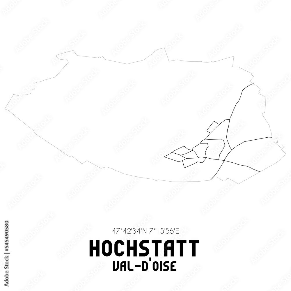 HOCHSTATT Val-d'Oise. Minimalistic street map with black and white lines.