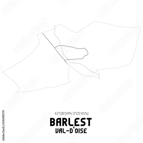 BARLEST Val-d'Oise. Minimalistic street map with black and white lines.