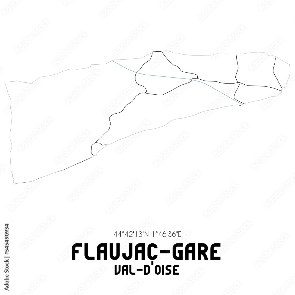 FLAUJAC-GARE Val-d'Oise. Minimalistic street map with black and white lines.