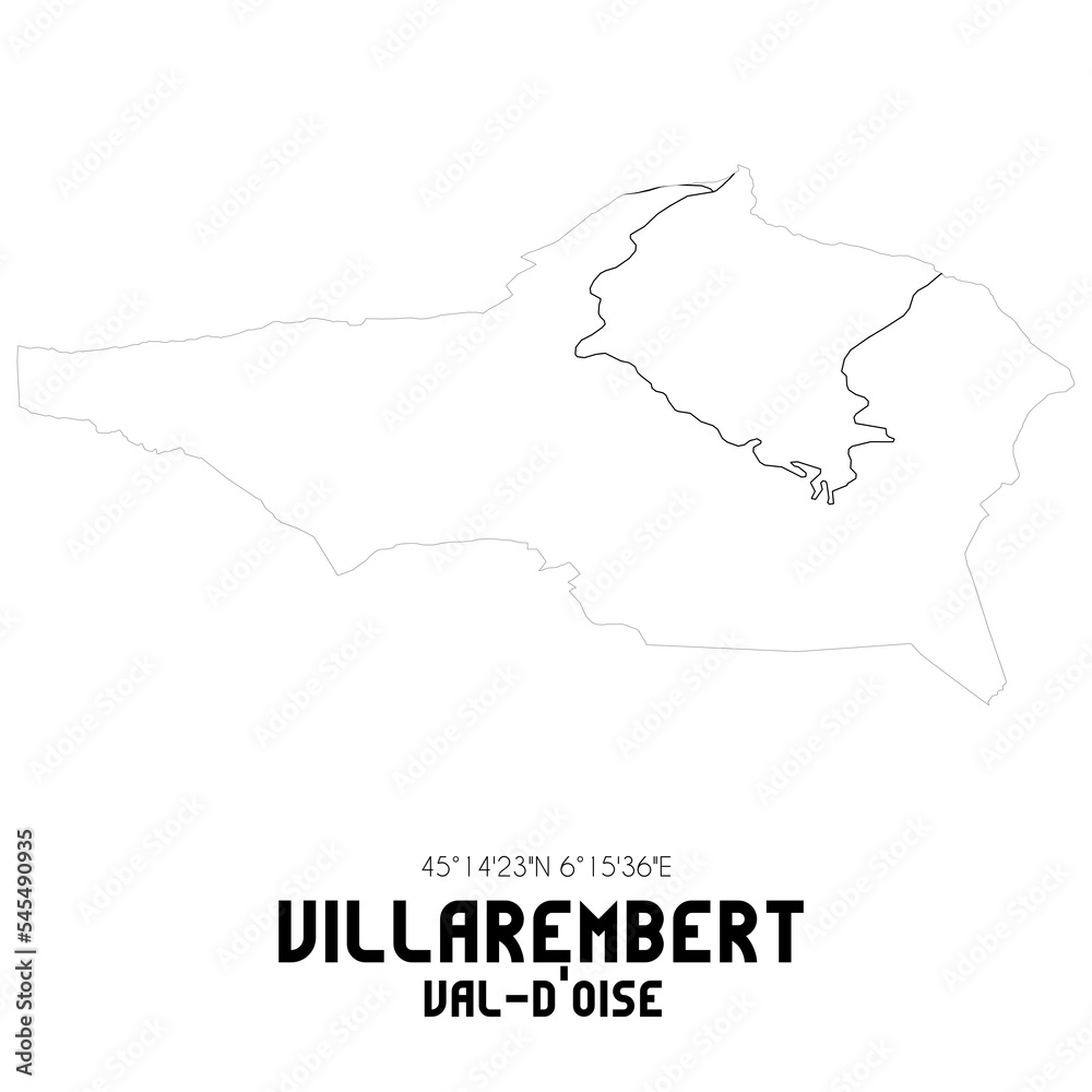 VILLAREMBERT Val-d'Oise. Minimalistic street map with black and white lines.