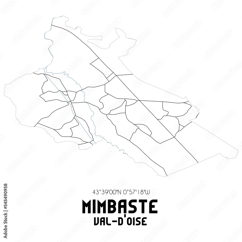 MIMBASTE Val-d'Oise. Minimalistic street map with black and white lines.