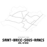 SAINT-BRICE-SOUS-RANES Val-d'Oise. Minimalistic street map with black and white lines.