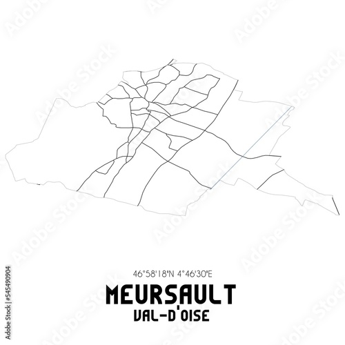 MEURSAULT Val-d'Oise. Minimalistic street map with black and white lines.