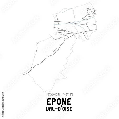 EPONE Val-d'Oise. Minimalistic street map with black and white lines.