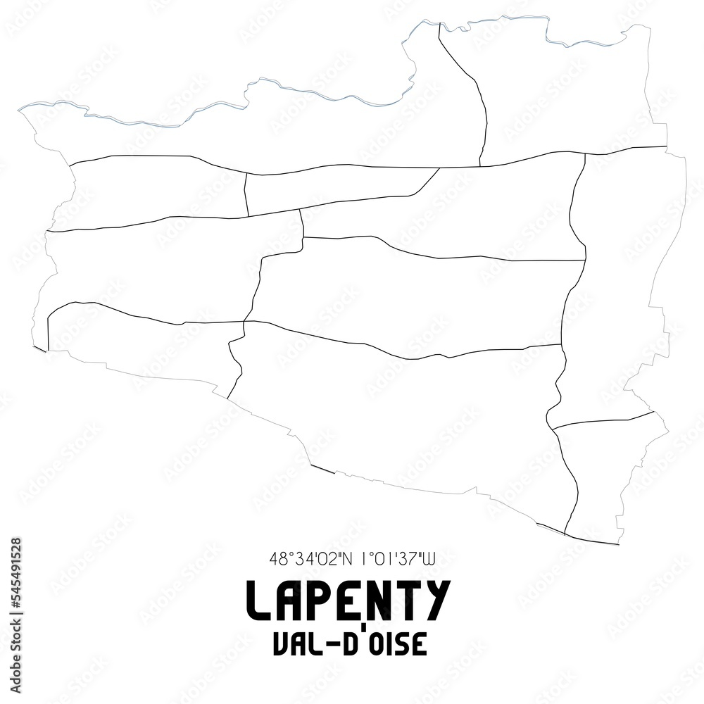 LAPENTY Val-d'Oise. Minimalistic street map with black and white lines. LAPENTY Val-d'Oise. Minimalistic street map with black and white lines.