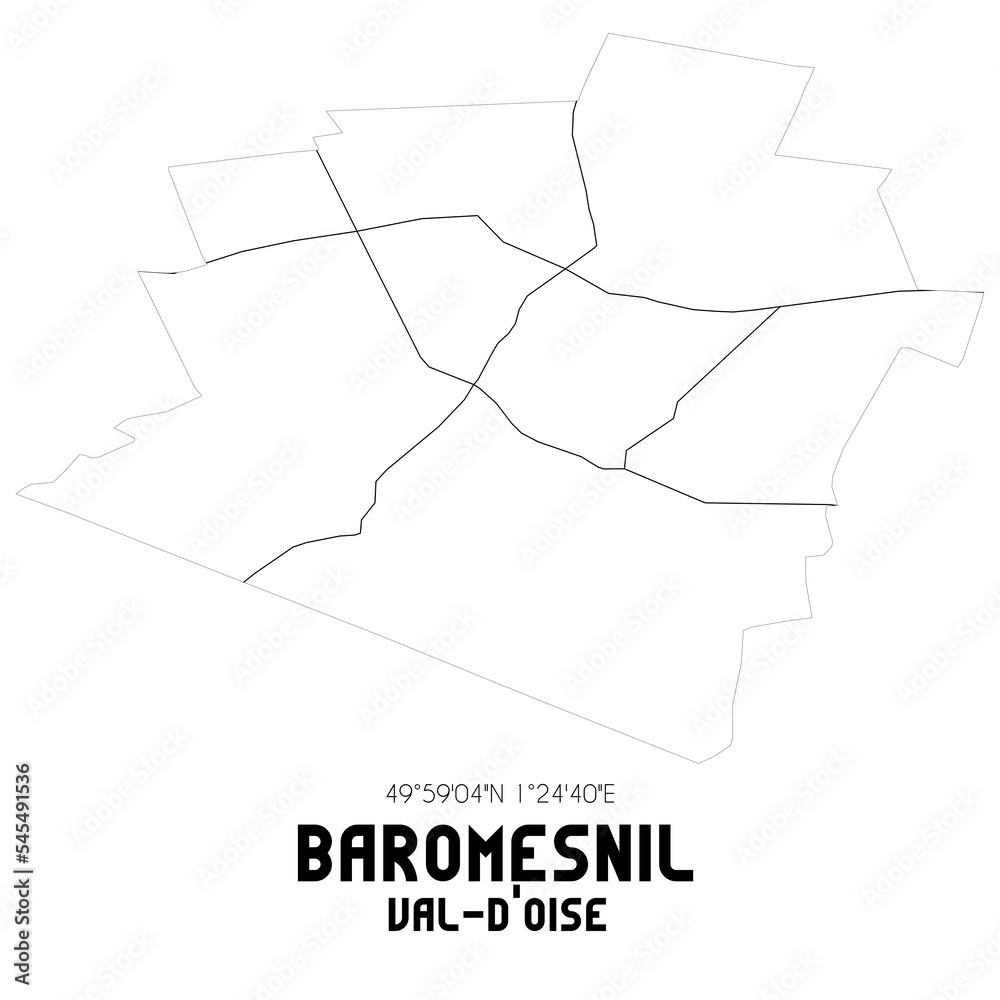 BAROMESNIL Val-d'Oise. Minimalistic street map with black and white lines.