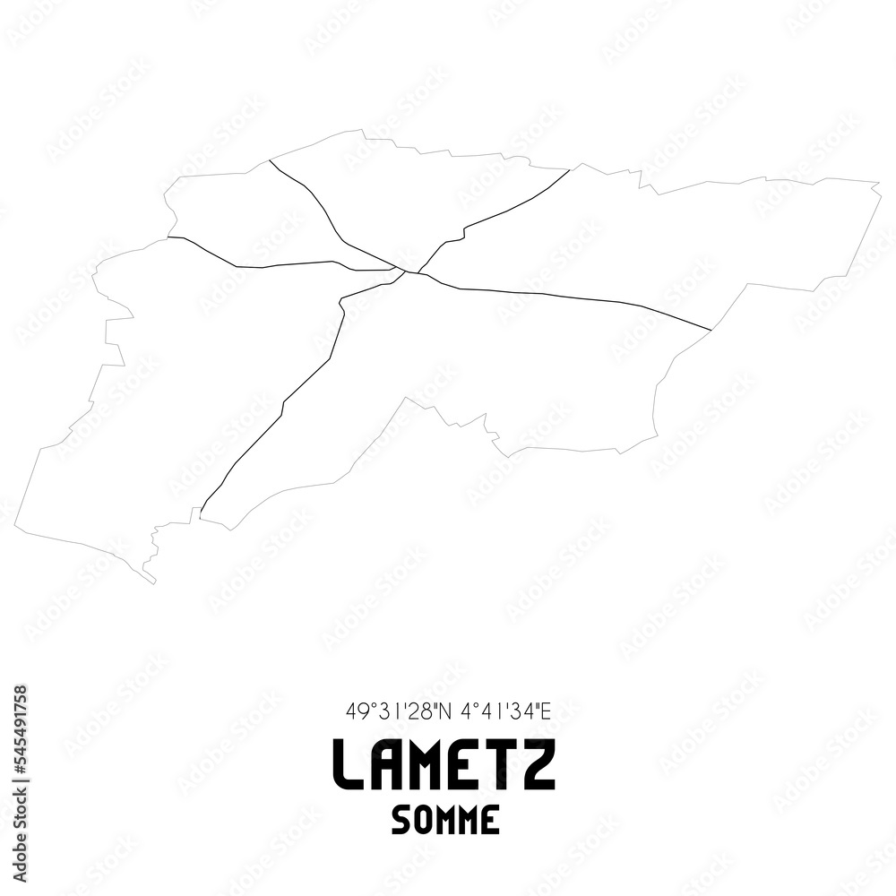 LAMETZ Somme. Minimalistic street map with black and white lines.