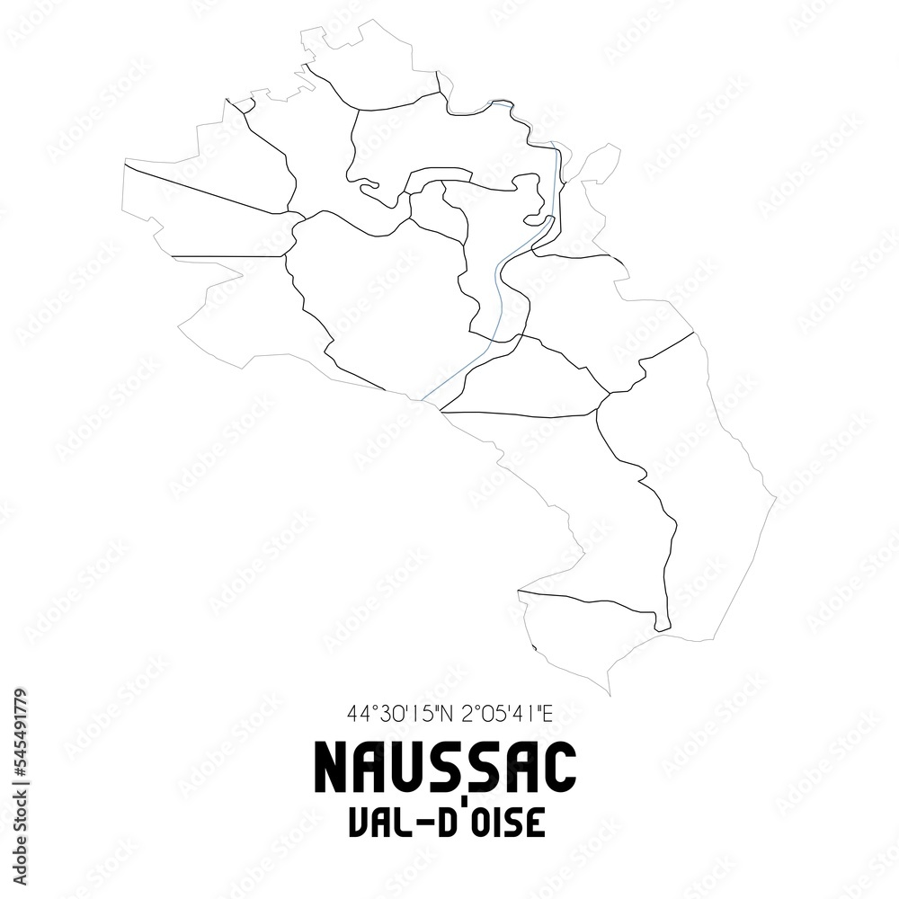 NAUSSAC Val-d'Oise. Minimalistic street map with black and white lines.