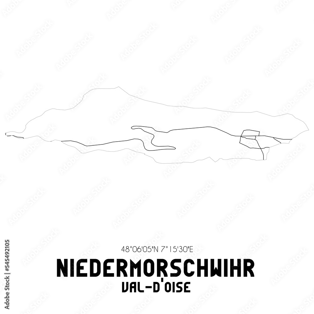 NIEDERMORSCHWIHR Val-d'Oise. Minimalistic street map with black and white lines. NIEDERMORSCHWIHR Val-d'Oise. Minimalistic street map with black and white lines.