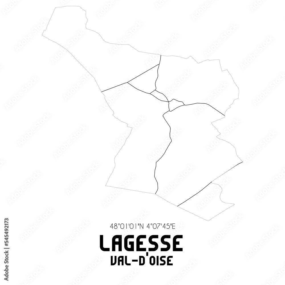 LAGESSE Val-d'Oise. Minimalistic street map with black and white lines.