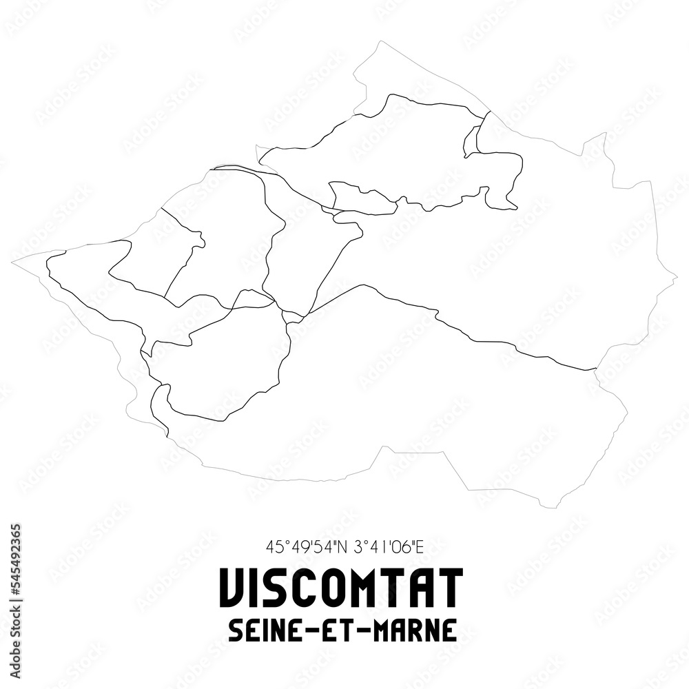 VISCOMTAT Seine-et-Marne. Minimalistic street map with black and white lines. VISCOMTAT Seine-et-Marne. Minimalistic street map with black and white lines.