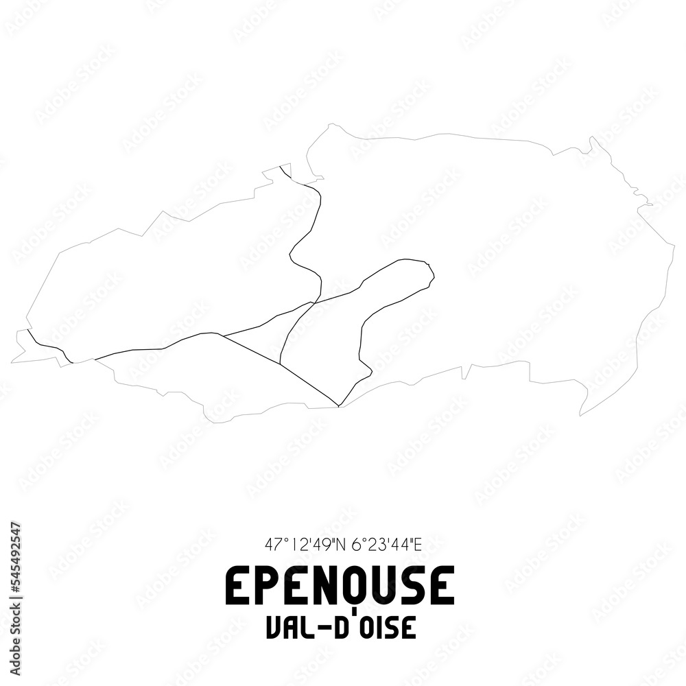 EPENOUSE Val-d'Oise. Minimalistic street map with black and white lines.