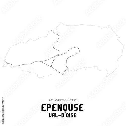 EPENOUSE Val-d'Oise. Minimalistic street map with black and white lines.