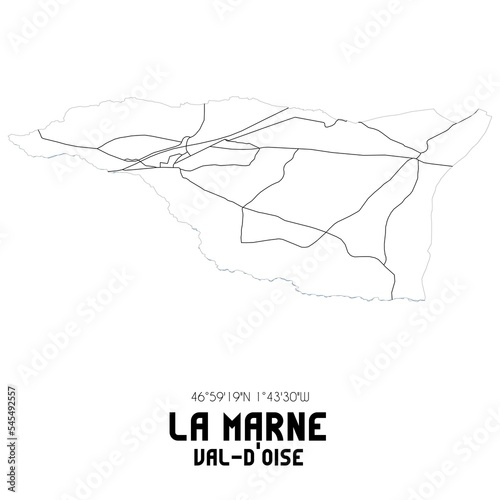 LA MARNE Val-d Oise. Minimalistic street map with black and white lines.
