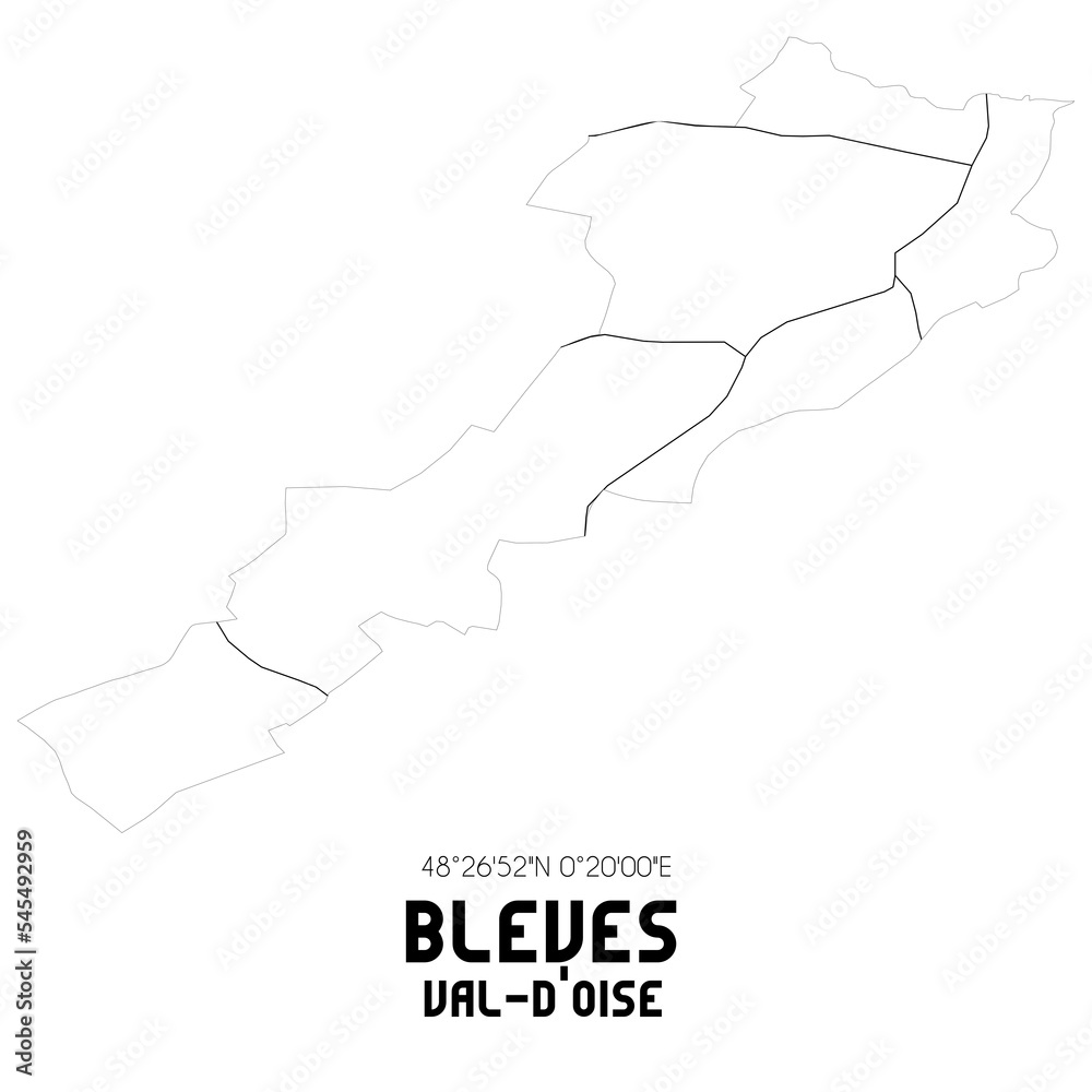 BLEVES Val-d'Oise. Minimalistic street map with black and white lines.