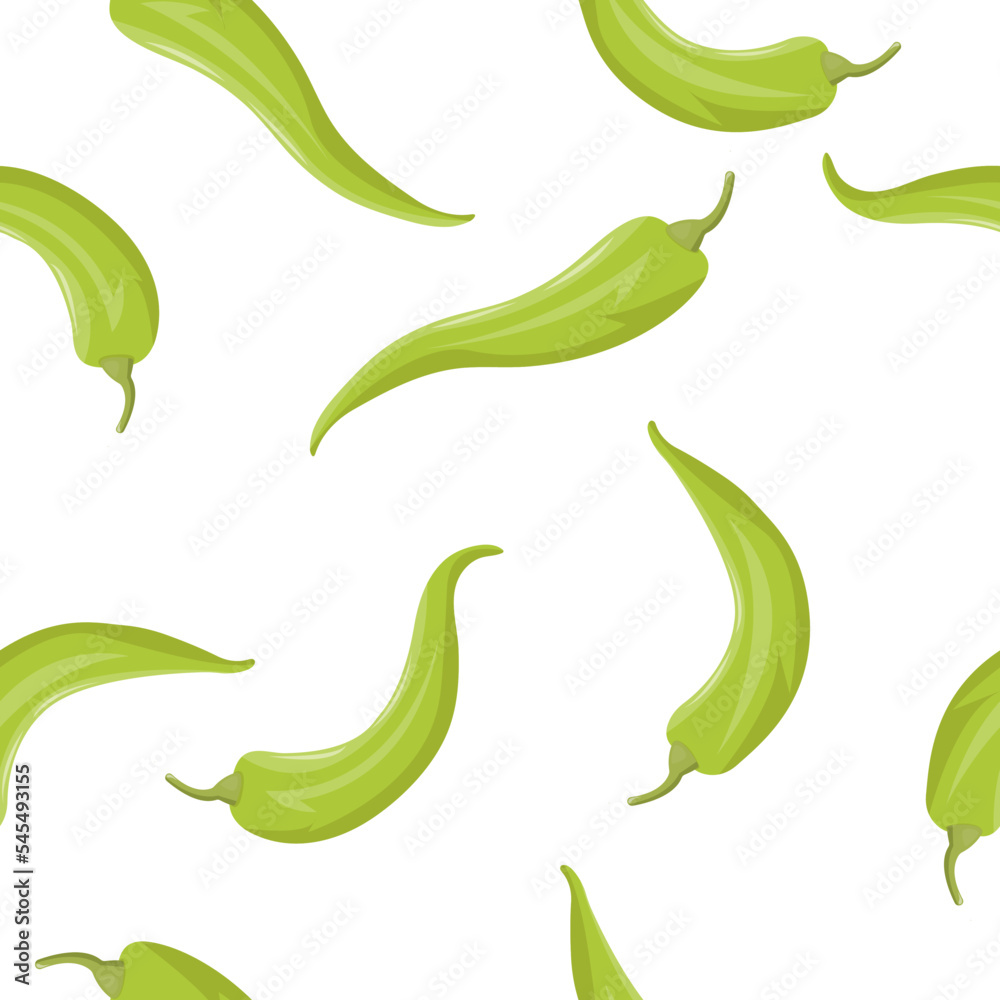 vegetable pattern with green hot pepper vector	