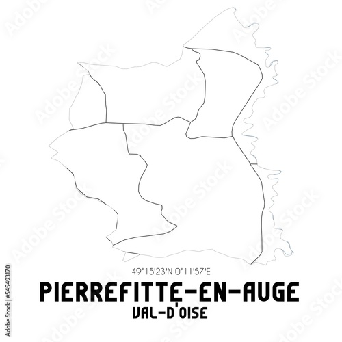 PIERREFITTE-EN-AUGE Val-d Oise. Minimalistic street map with black and white lines.