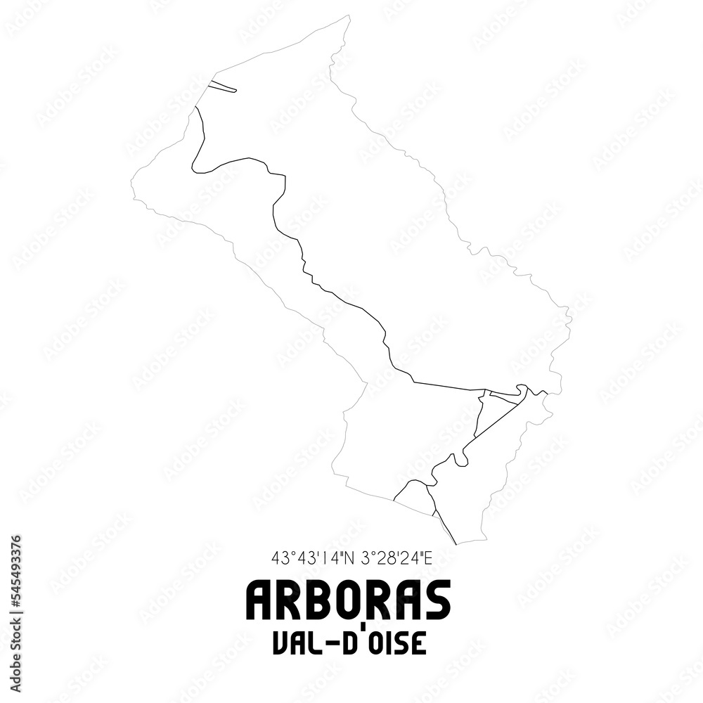 ARBORAS Val-d'Oise. Minimalistic street map with black and white lines.