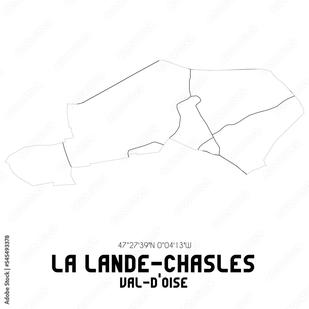 LA LANDE-CHASLES Val-d'Oise. Minimalistic street map with black and white lines.