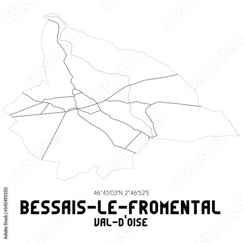 BESSAIS-LE-FROMENTAL Val-d'Oise. Minimalistic street map with black and white lines.