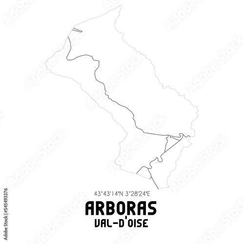 ARBORAS Val-d'Oise. Minimalistic street map with black and white lines.
