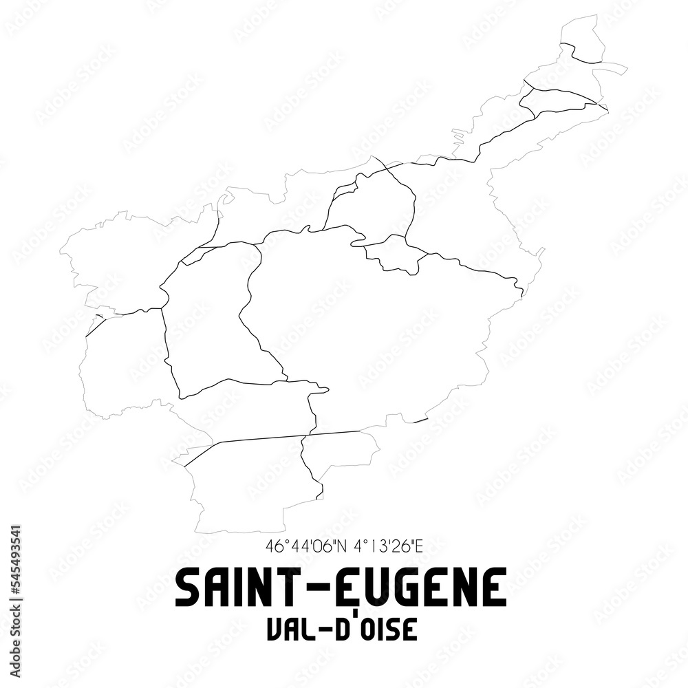 SAINT-EUGENE Val-d'Oise. Minimalistic street map with black and white lines.