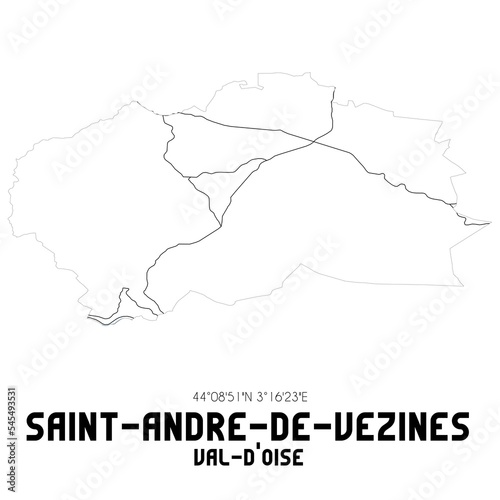 SAINT-ANDRE-DE-VEZINES Val-d Oise. Minimalistic street map with black and white lines.