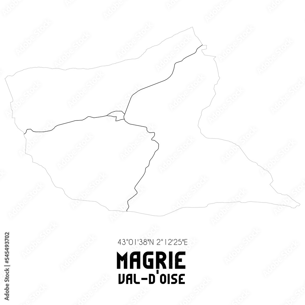 MAGRIE Val-d'Oise. Minimalistic street map with black and white lines.
