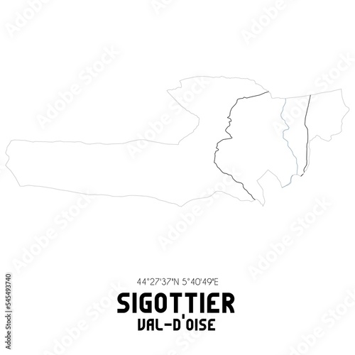 SIGOTTIER Val-d'Oise. Minimalistic street map with black and white lines.
