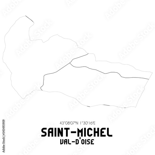 SAINT-MICHEL Val-d Oise. Minimalistic street map with black and white lines.