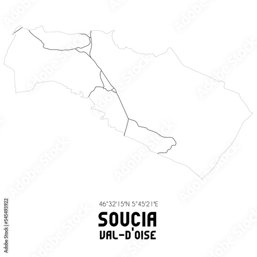 SOUCIA Val-d Oise. Minimalistic street map with black and white lines.