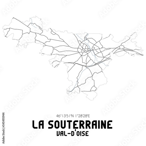 LA SOUTERRAINE Val-d'Oise. Minimalistic street map with black and white lines.