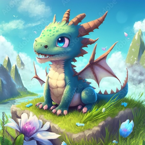 Fantasy dragon baby from fairy tales.