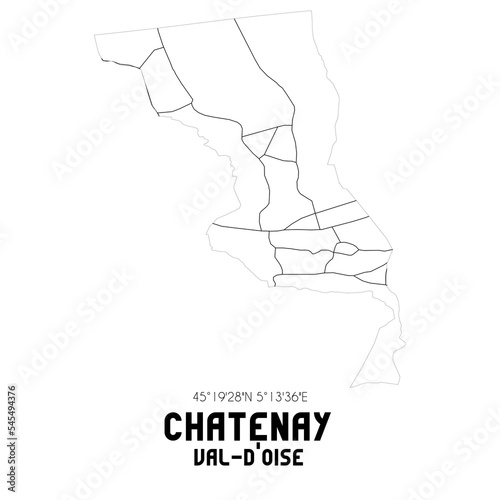 CHATENAY Val-d'Oise. Minimalistic street map with black and white lines. photo